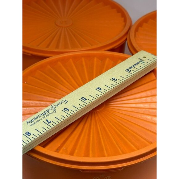 Vintage 80s Tupperware Orange Canister Set of 3 w/ Lids – Retro USA Made - Picture 8 of 10